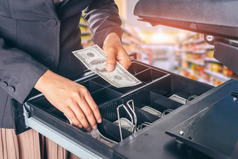 cash drawer in retail setting